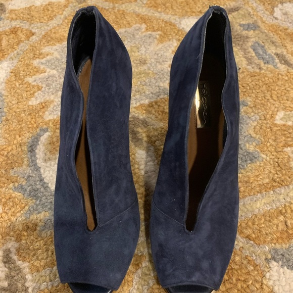 Halogen Navy Suede Peep Toe Heel - Picture 2 of 4